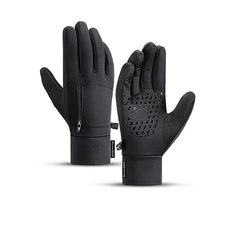 Winter Gloves Man Sports Bike Snow Bicycle Gloves Touchscreen Windstop Silicone Cycling Gloves Black Waterproof Bike Gloves