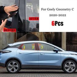 For Geely Geometry C 2022 2021 2020 Car B C Pillar Middle Central Column PC Window Decoration Strip Sticker Accessories 6pcs