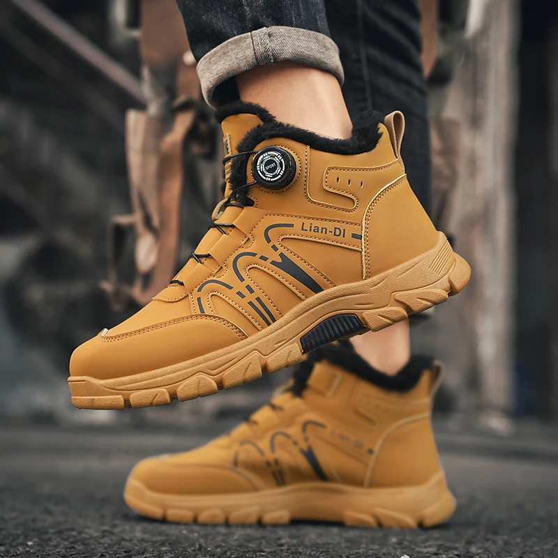 New Winter Oversized Men's Boots Waterproof Cold Resistant Plush and Warm Snow Boots Outdoor Thick Soled Casual Work Boots image 2