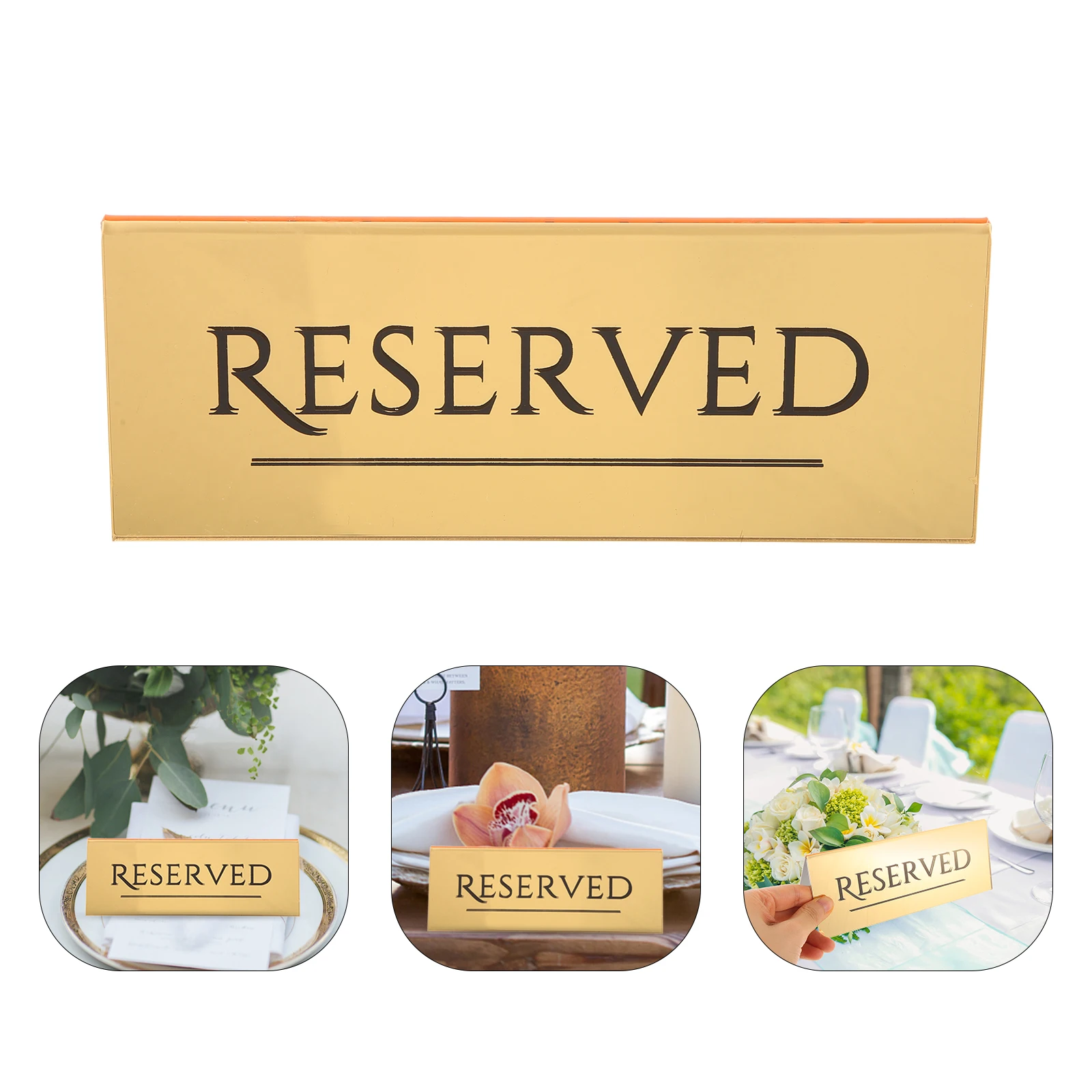 2pcs Reserved Acrylic Material 17x6 5cm Golden Restaurant Wedding Table Card Seating Reserved Table Signs For Wedding