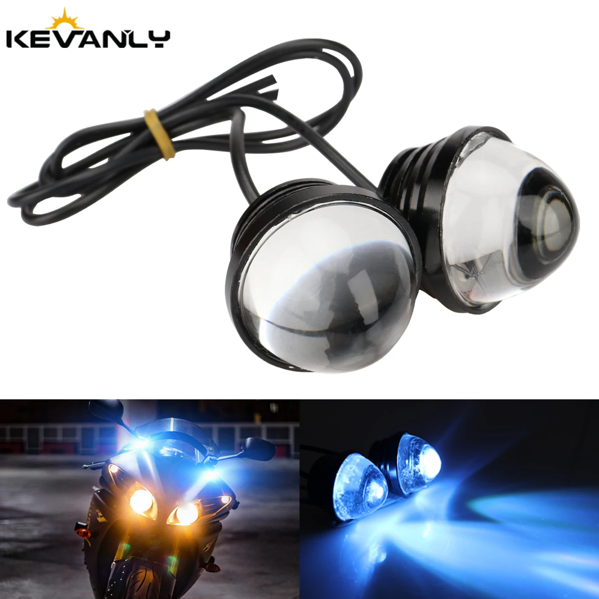 1/2Pairs LED Eagle Eye Daytime running lights mini lens laser light Motorcycle Taillights LED Driving lights Backup signal light