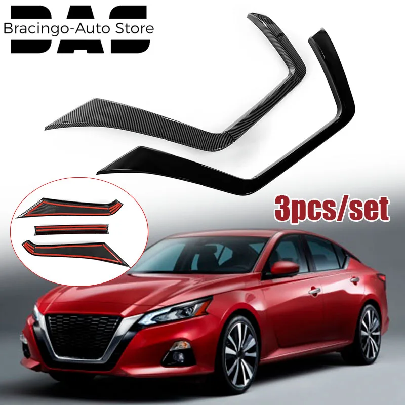 3 Pcs For Nissan Altima 2019-2022 Bracingo Front Grille Trim Molding Outer Frame Strip Sticker U Center Grid Decor Accessories