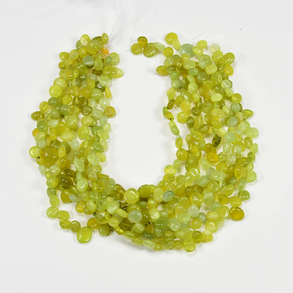 APDGG 5 Strands Natural Green Jade Stone Polished Top-drilled Freeform Nugget Loose Beads 15.5