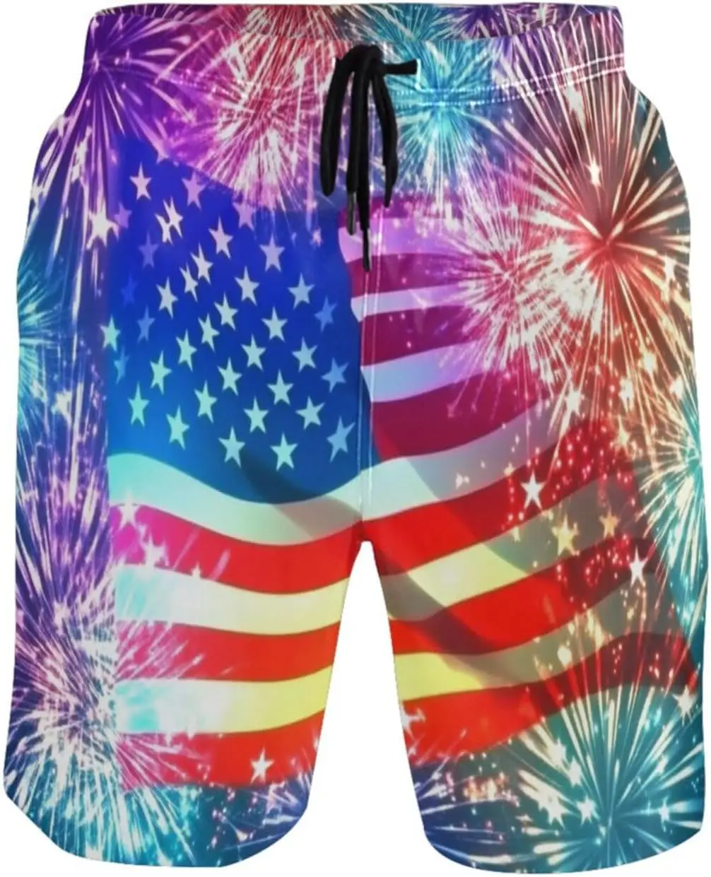 

American Flag Artworks Men's Swim Trunks Memorial Day Patriotic 4th of July Beach Shorts Quick Dry Swim Board