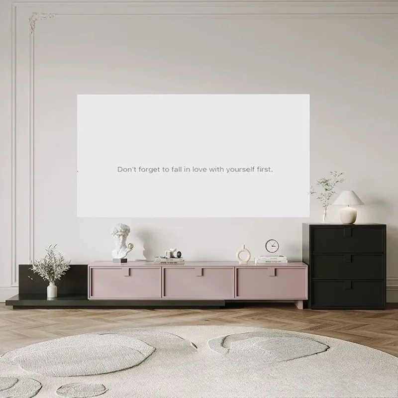 

Dopamine TV cabinet retractable coffee table combination log cream style modern simple TV cabinet small apartment