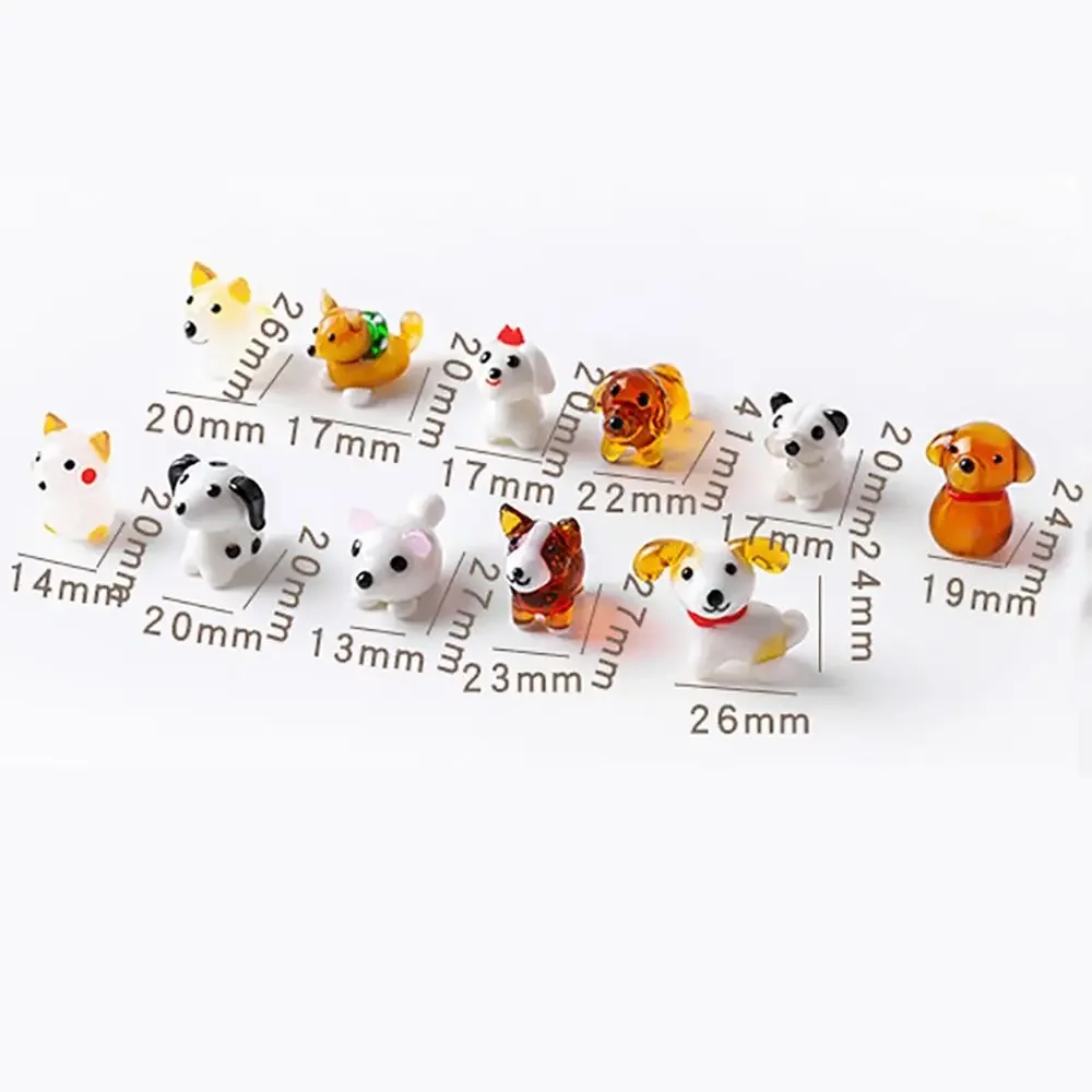 Mini Doggy Model Cute Cartoon Dog Glass Craft Ornaments Accessories Animal Statue Teddy Corgi Animal Statue Desktop Decoration