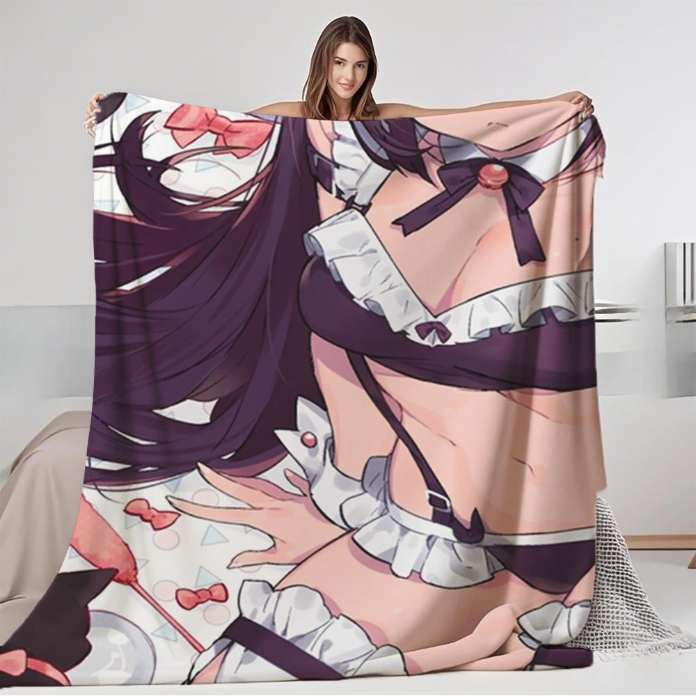 

No-shedding Flannel Bed Blanket Maid Anime Girl Abstract Design Throw Blanket Quilted Bed Runner Durable Blankets For Newborns