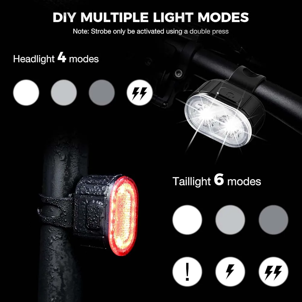 Cycling Bicycle Front Rear Light Set Bike USB Charge Headlight Light MTB Waterproof Taillight LED Lantern Bicycle Accessories