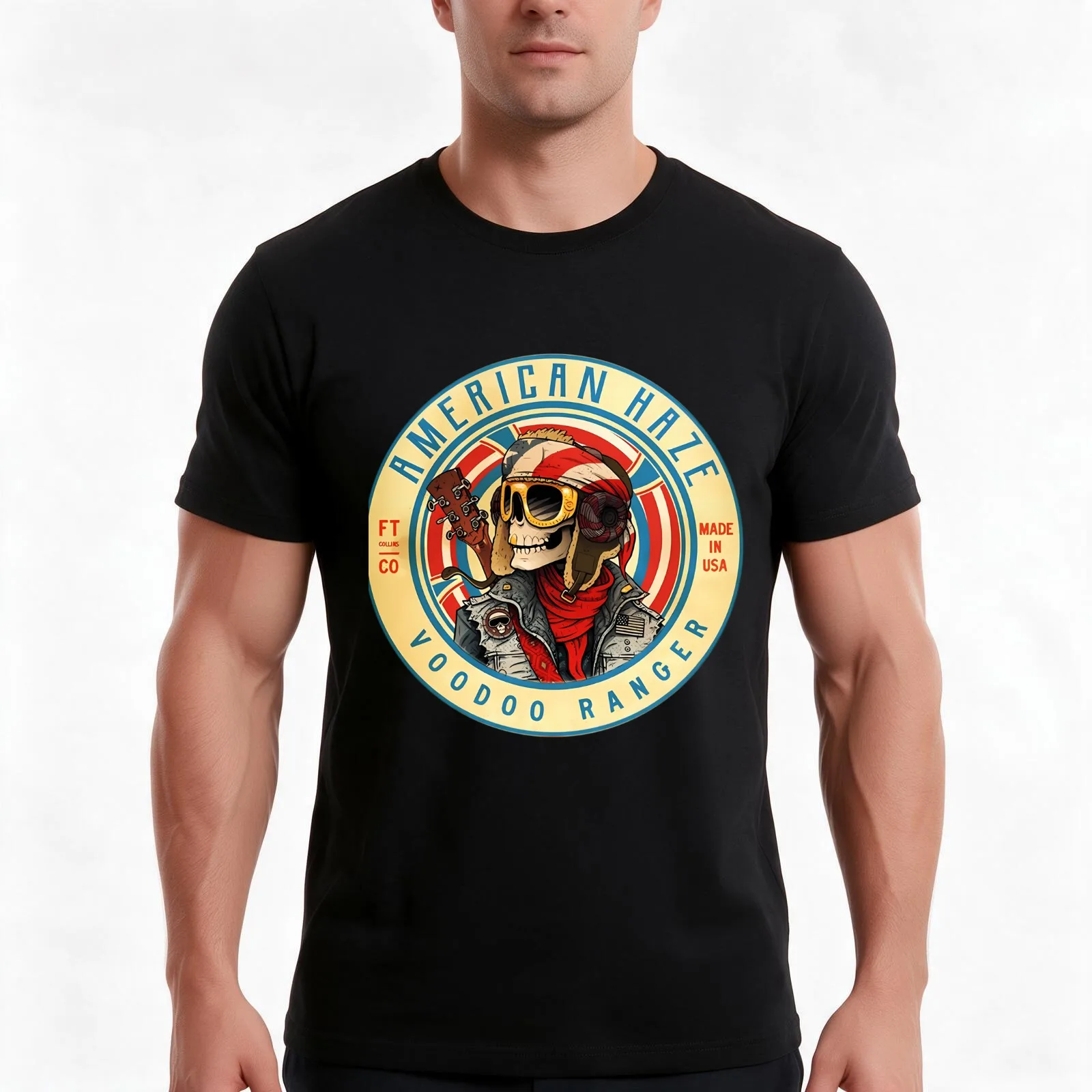 Voodoo Ranger T-Shirt, Summer Casual Cotton Tee, Oversized Streetwear Tops, Vintage Graphic Print, Loose Fit Short Sleeve