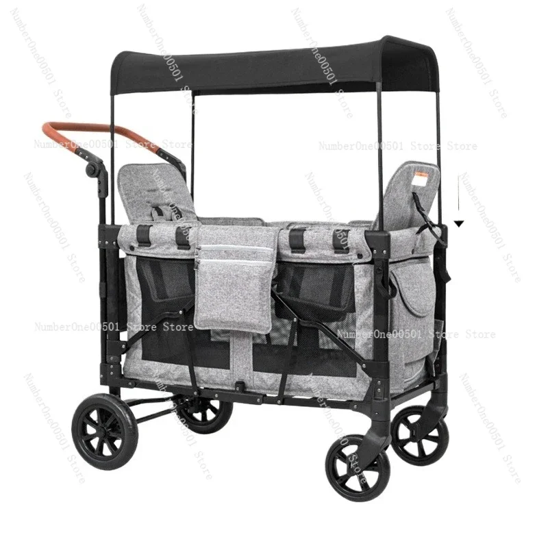 

Twin Stroller for Two Kids Outdoor Reclining Seats Foldable Camping Wagon -095