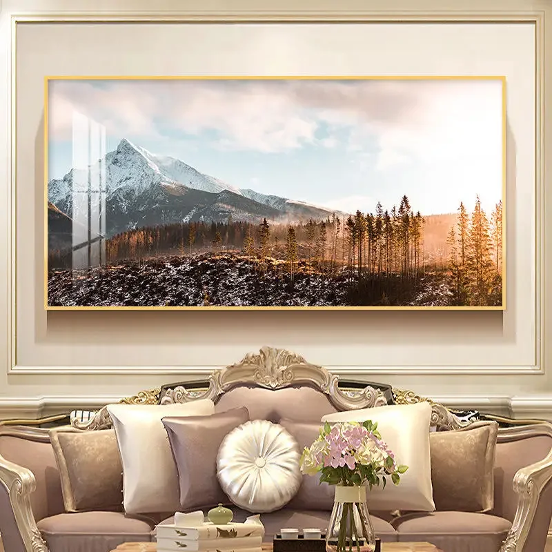 Simple landscape painting abstract modern wall artist living room decorative wall glass wall crystal porcelain painting