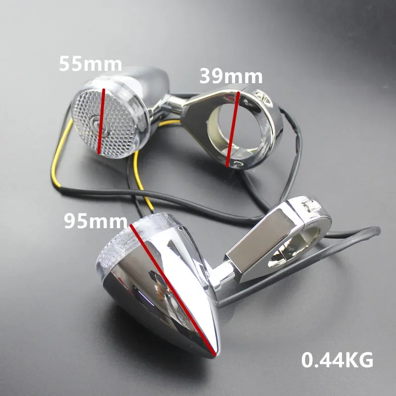 Custom Pair Front LED Turn Signal Light Indicator Chrome 39mm Fork Clamp Motorcycle For Harley Honda Yamaha Suzuki Kawasaki