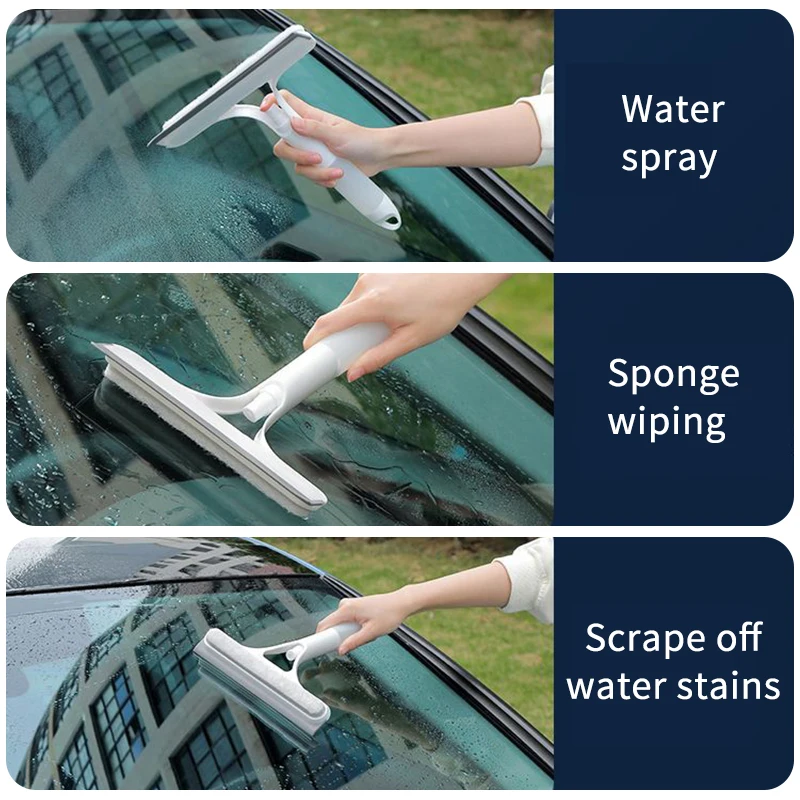 3 IN1 Silicone Wiper Shower Squeegee Glass Cleaning with Spray Bottle For Bathroom Window Cleaning Brush Mirror Home Accessories