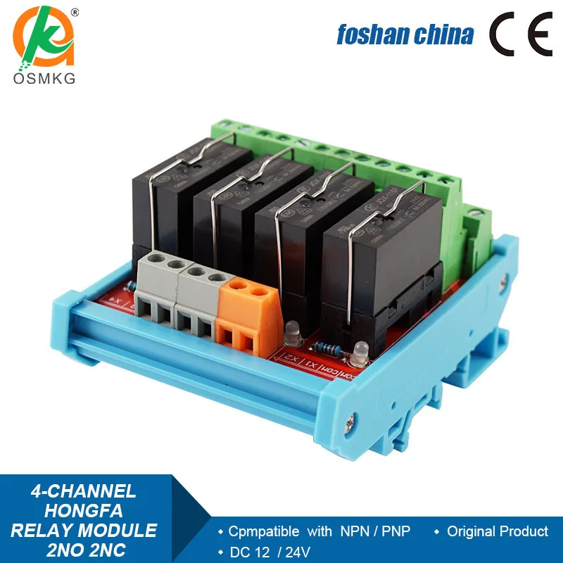 4 kanały 2NO 2NC hongfa 8 moduł przekaźnik kołkowy DC 24V kompatybilny z NPN/PNP dla PLC