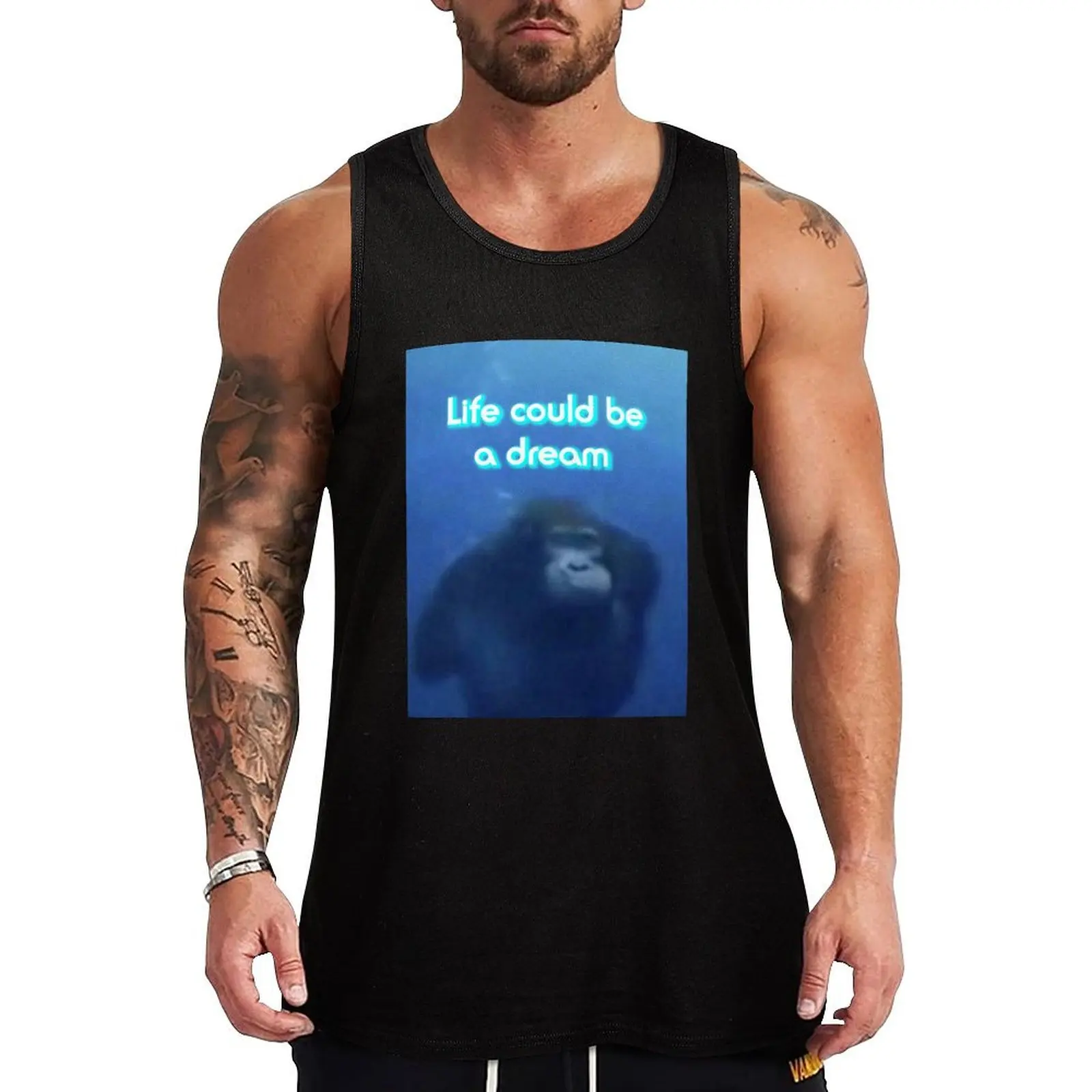 

Monkey Swimming life could be a dream Tank Top Abstract Print Tank Top Casual Graphic Sleeveless