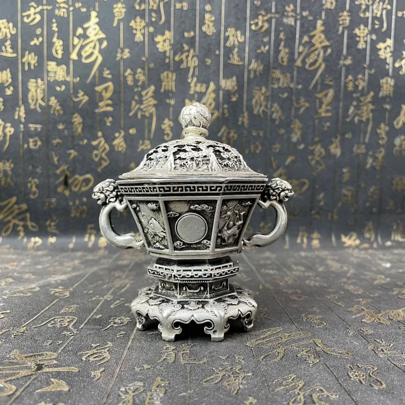 Antique Alloy Incense Burner Three-Piece Set Collectible Vintage Home Office Craft Ornament