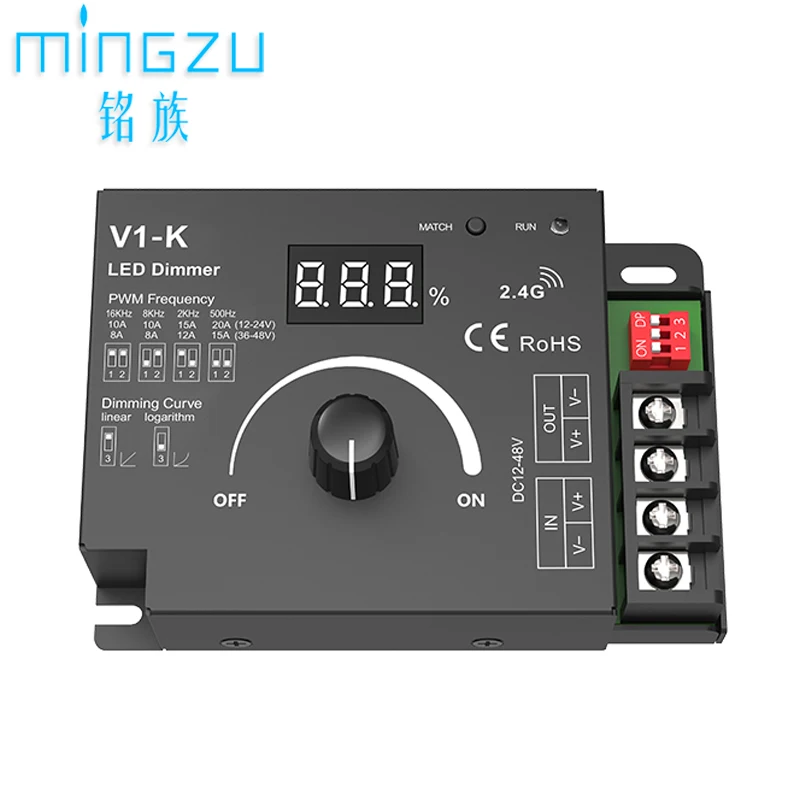 LED controller V1-K DC12V or 24V Manual knob dimmer controller LED strip light Single color Brightness adjustment switch control