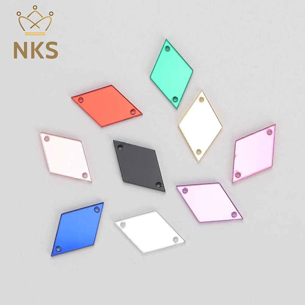 NKS 15x25mm 30/60/100Pcs Acrylic Mirror Sewing Rhinestones Sew On DIY Crafts FlatBack Stones For Dress Decorations Needlework