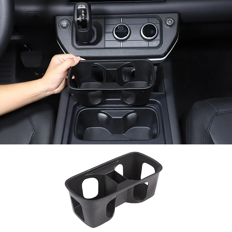 

TPE Black Car Center Console Cup Holders Silicone Anti Dust Coaster For Land Rover Defender 90 110 130 2020-2024 Car Accessories