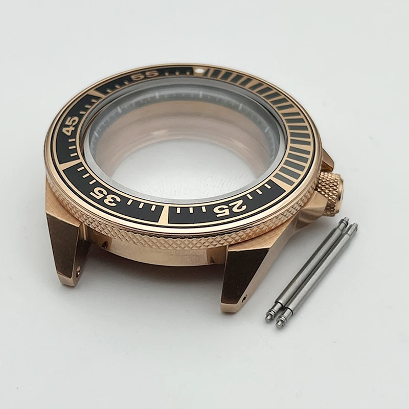 Mod NH35 Case King Samurai Fit NH35 NH36 4R Japan Automatic Movement Sapphire Crystal Glass Fit 28.5mm Dial Rose Gold Watch Case