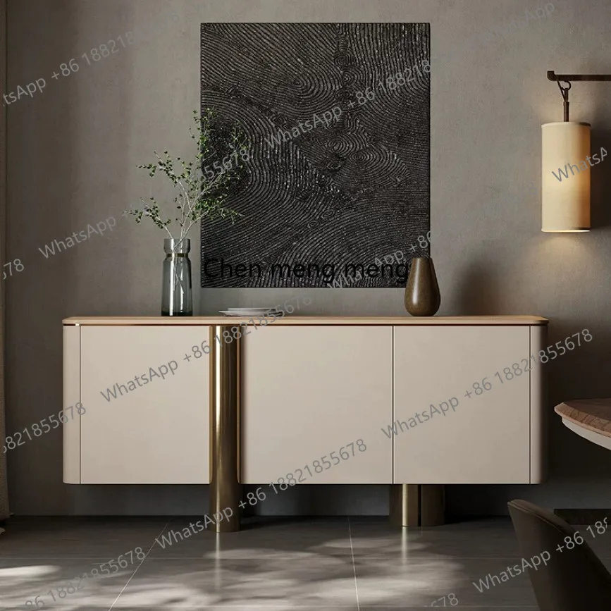 

Modern light luxury ash wood porch cabinet villa living room solid wood against the wall integrated locker high sense