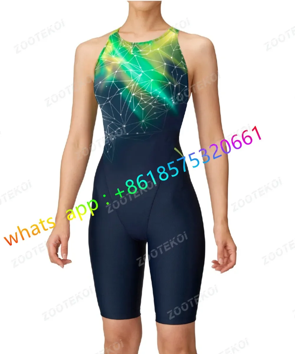 

Womens One Piece Bodysuit Swimsuit Triathlon Competitive Pro Training Knee Length Swimwear Swimming Pool Comfort Bathing Suit