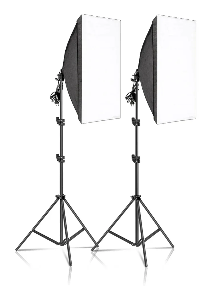SH 1-3 Stück Fotografie 50x70CM Softbox Beleuchtungssets Professionelles Lichtsystem mit E27 Fotografischen Glühbirnen Fotostudio