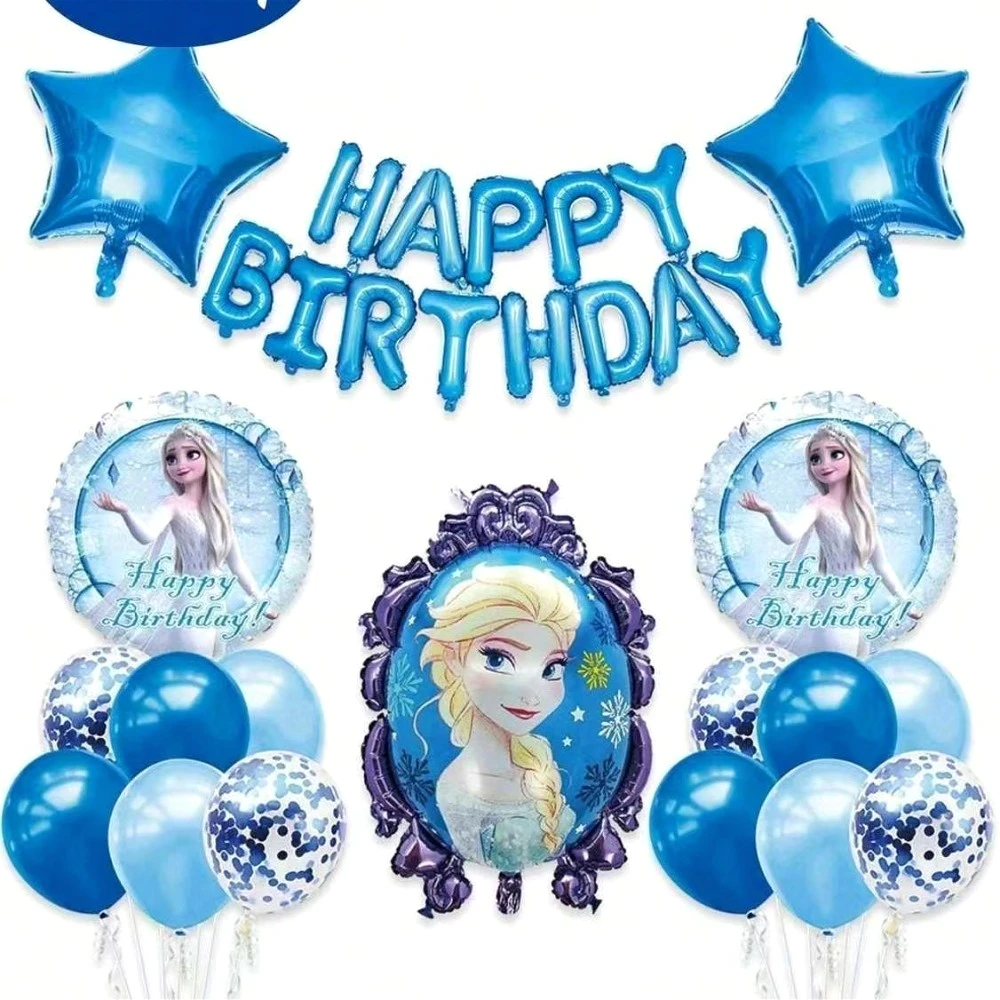 Set de Globos de Aluminio con Diseño de Princesa Frozen Azul, Decoraciones para Fiestas de Cumpleaños, Baby Shower, Bodas, Artículos para Fiestas DIY, Regalos