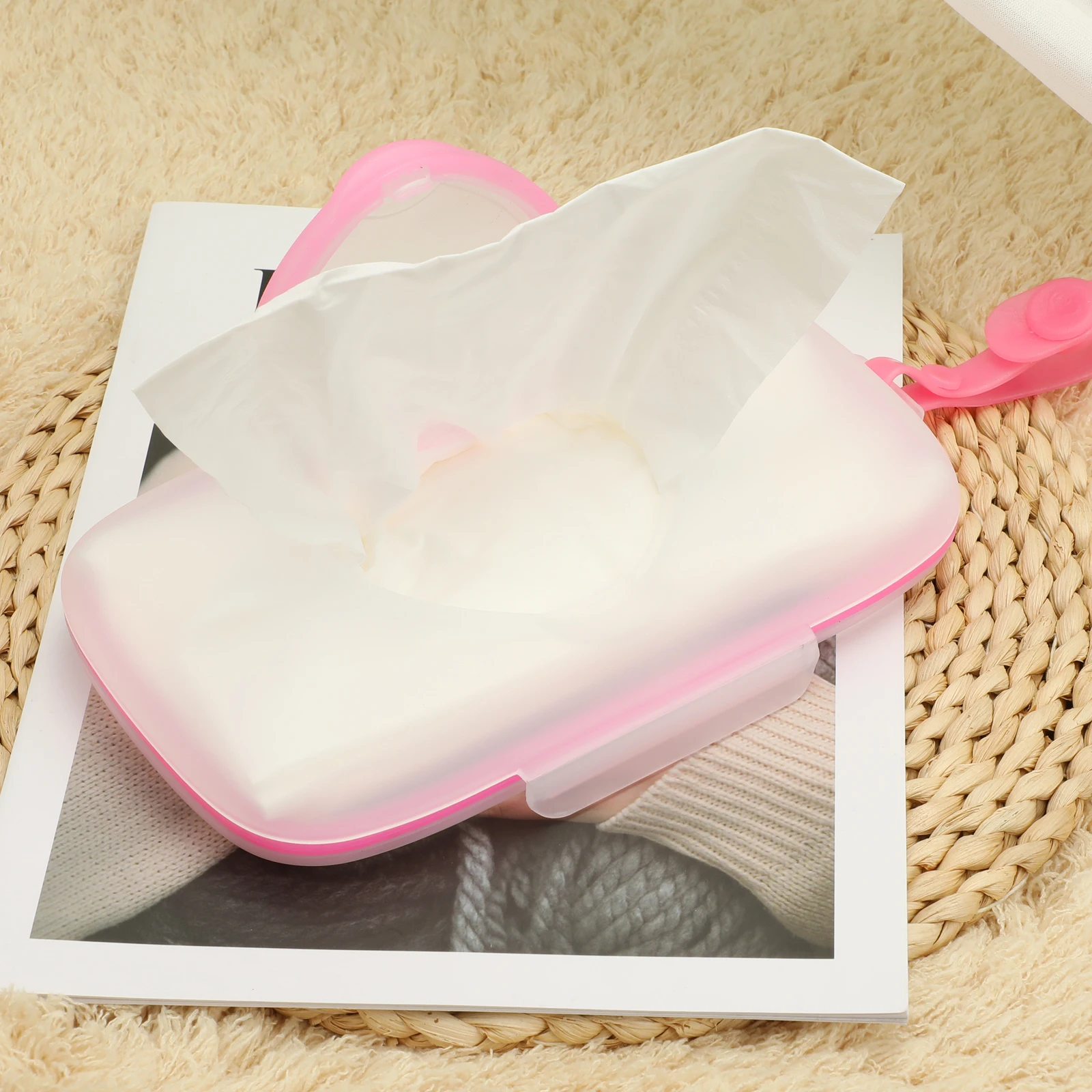 

2PCS Portable Baby Wipes Dispenser Refillable Wet Tissue Box White Leakproof Easy Refill Lightweight Hand for Stroller