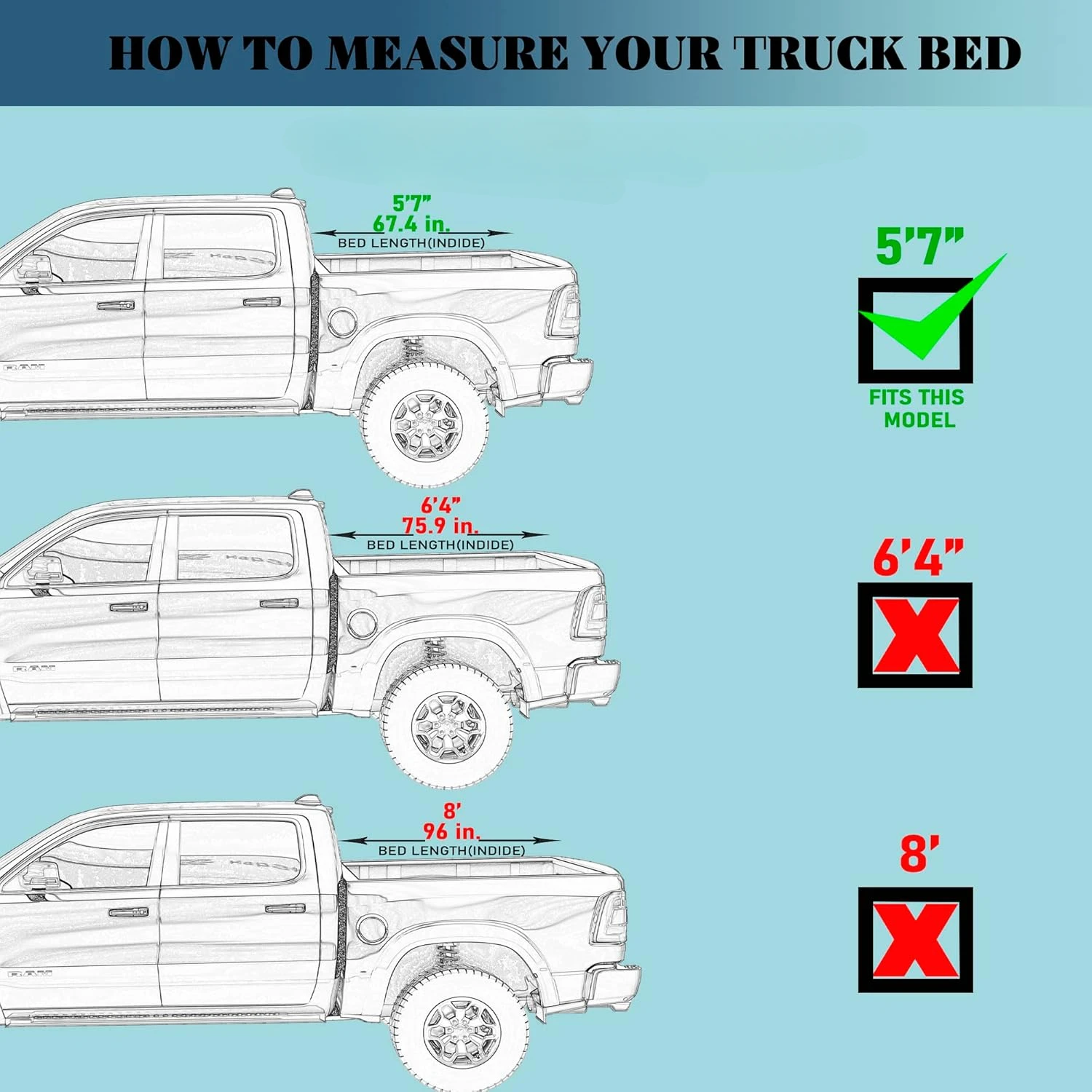 Hard Tri-Fold Truck Bed Cover Compatible with 2009-2024 Dodge Ram 1500 & 2500 5' 7