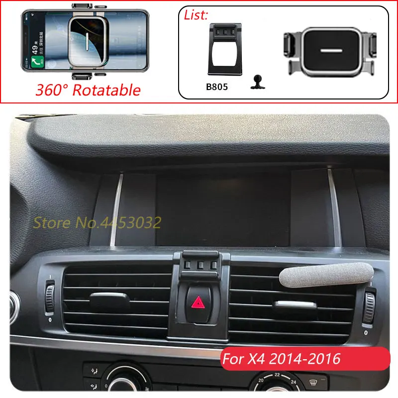 1 Suit Car Phone Holder For BMW F26 X4 2014-2016 Air Outlet Rotatable Stand  One-handed operation Bracket Accessories