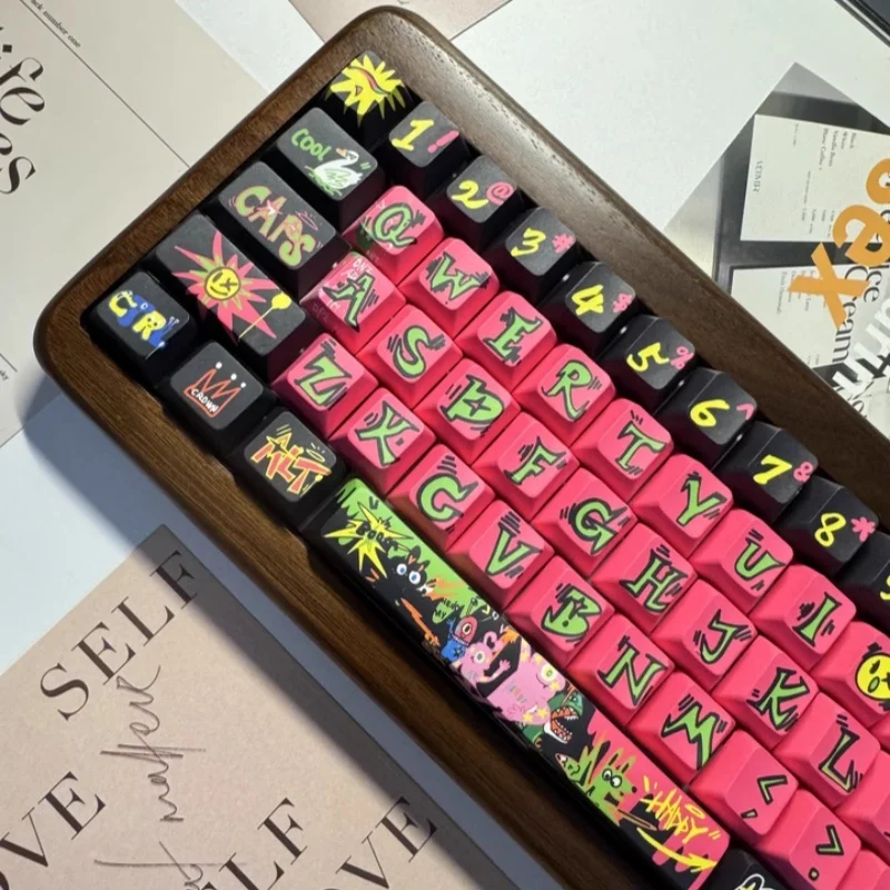 Graffiti Madman Theme Keycaps 146keys Cherry Profile Pbt Hot Sublimation Mechanical Keyboard Customized Cute Keycaps