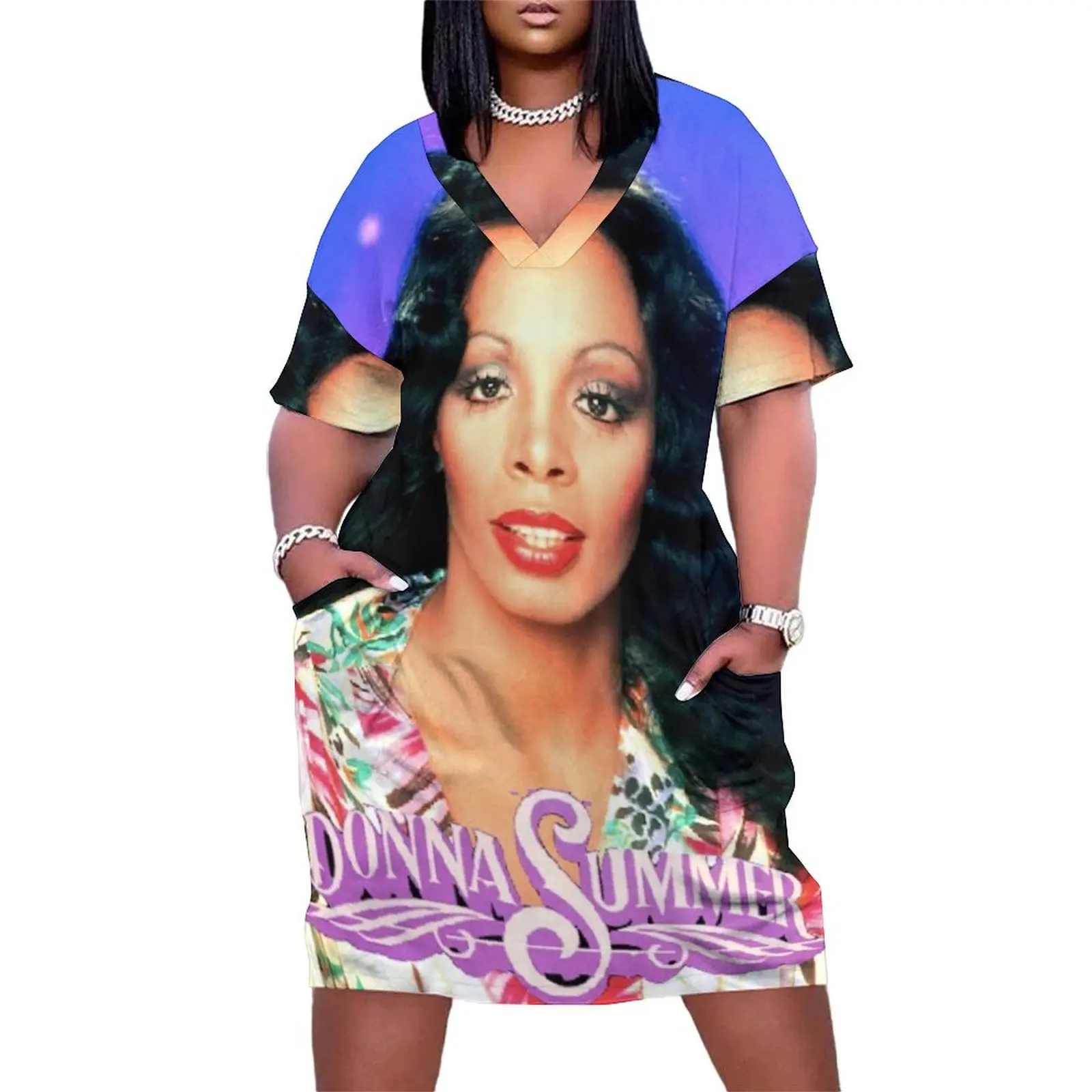 DONNA SUMMER GREATEST HITS ON THE RADIO Loose Pocket Dress sensual sexy dress for women Dress woman