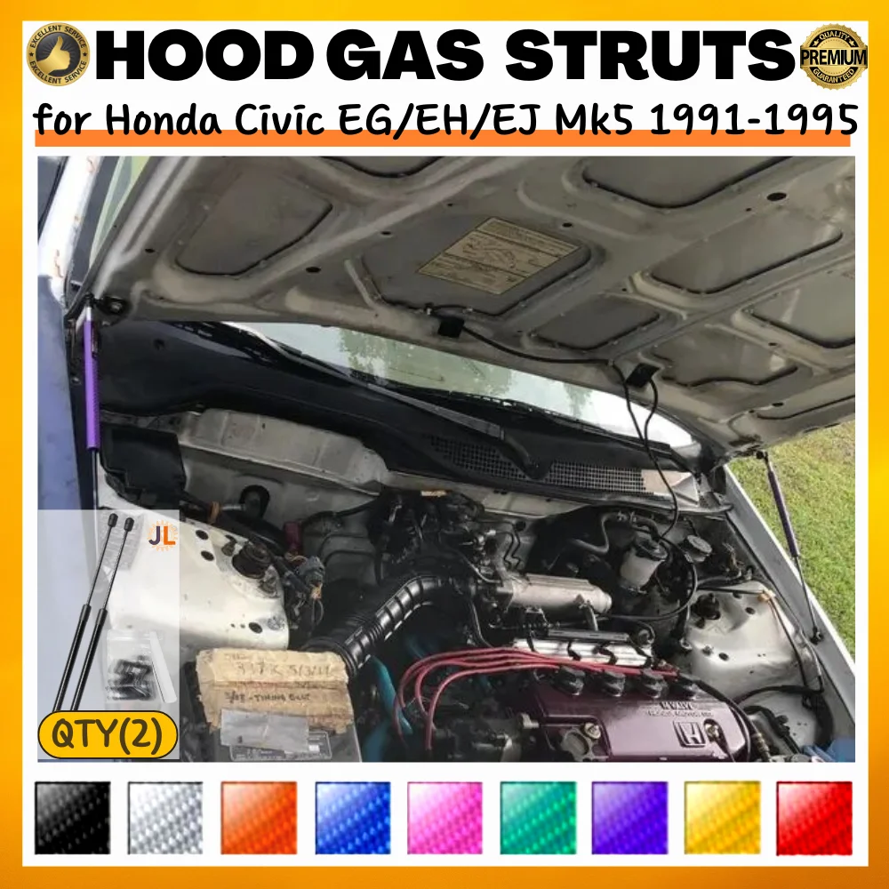 

Qty(2) Hood Struts for Honda Civic EG/EH/EJ Mk5 1991-1995 Front Bonnet Modify Gas Springs Shock Absorbers Lift Supports Dampers