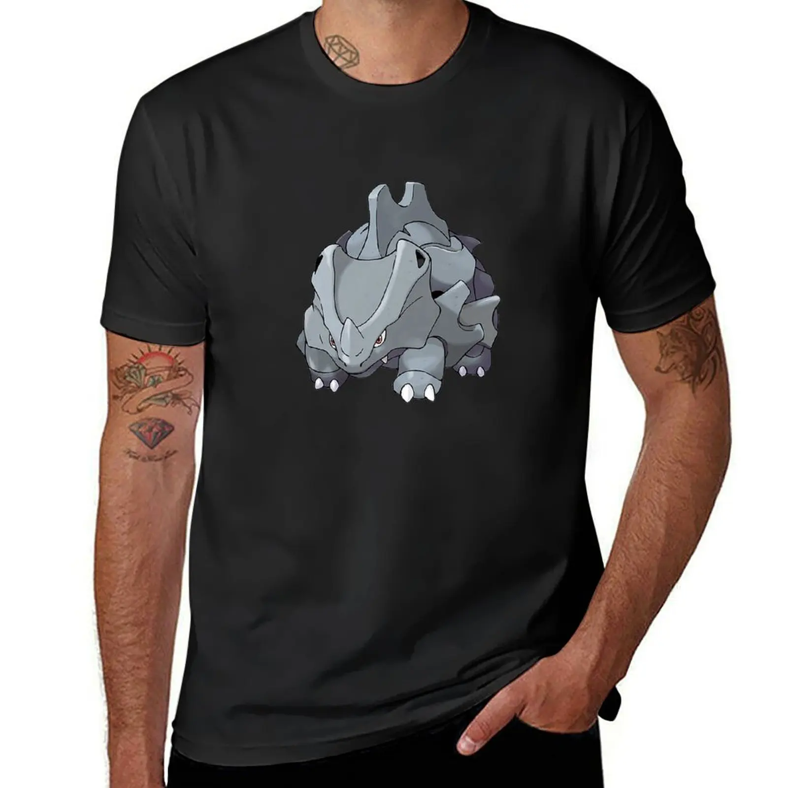 Rhyhórn - Rock Rhino T-Shirt customs design your own plain boys animal print cute tops t shirt for men