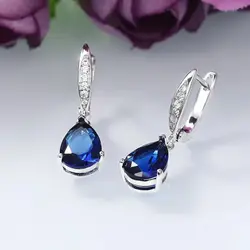 2024 Copper Women Drop Earrings Blue Droplet Like Dangle Earring Blue Gemstone Earrings Women