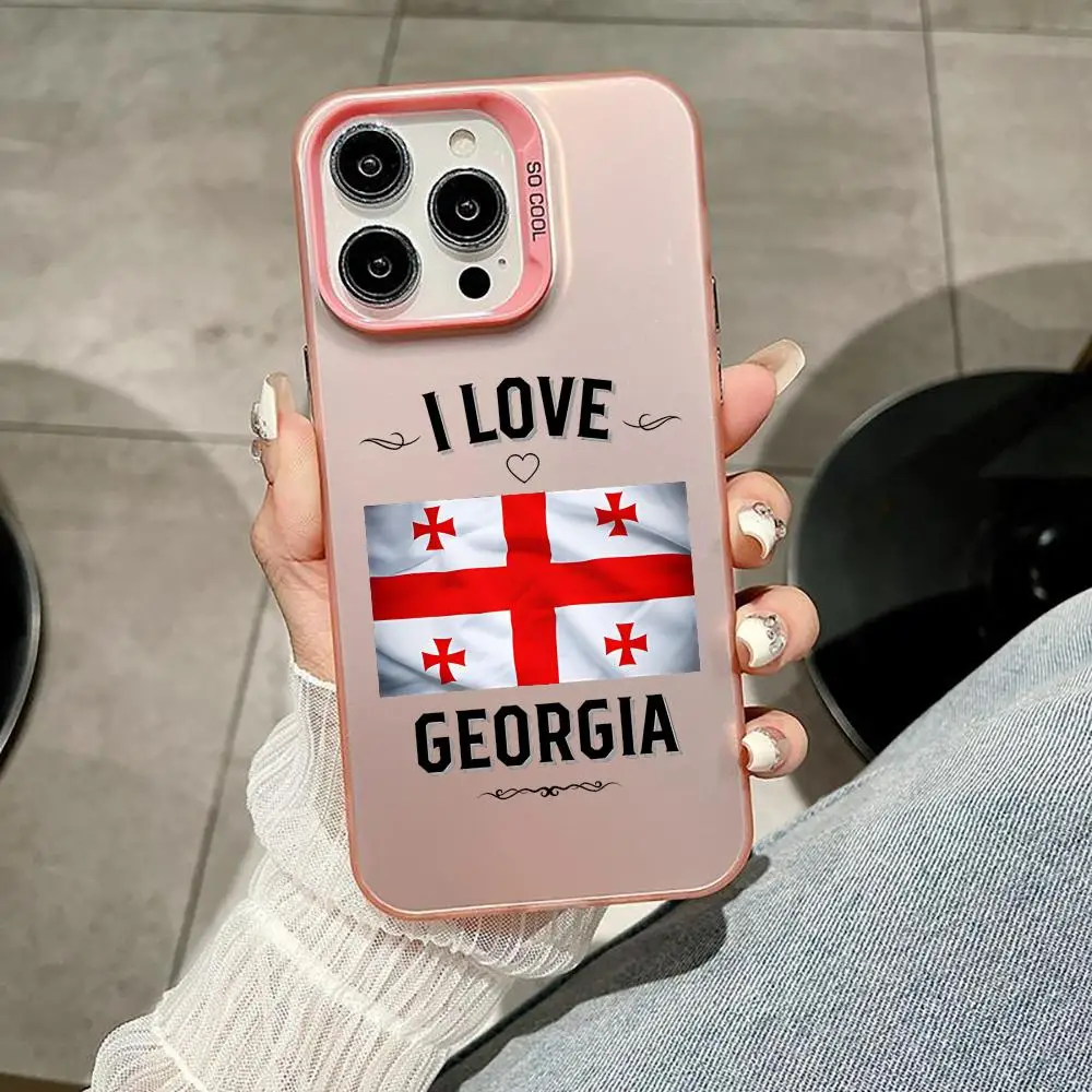 جورجيا العلم قضية الهاتف آيفون 11 12 13 14 15 16 17Pro ماكس الهواء زائد البسيطة الخفيفة الفاخرة الراقية الملونة الفضة حالات