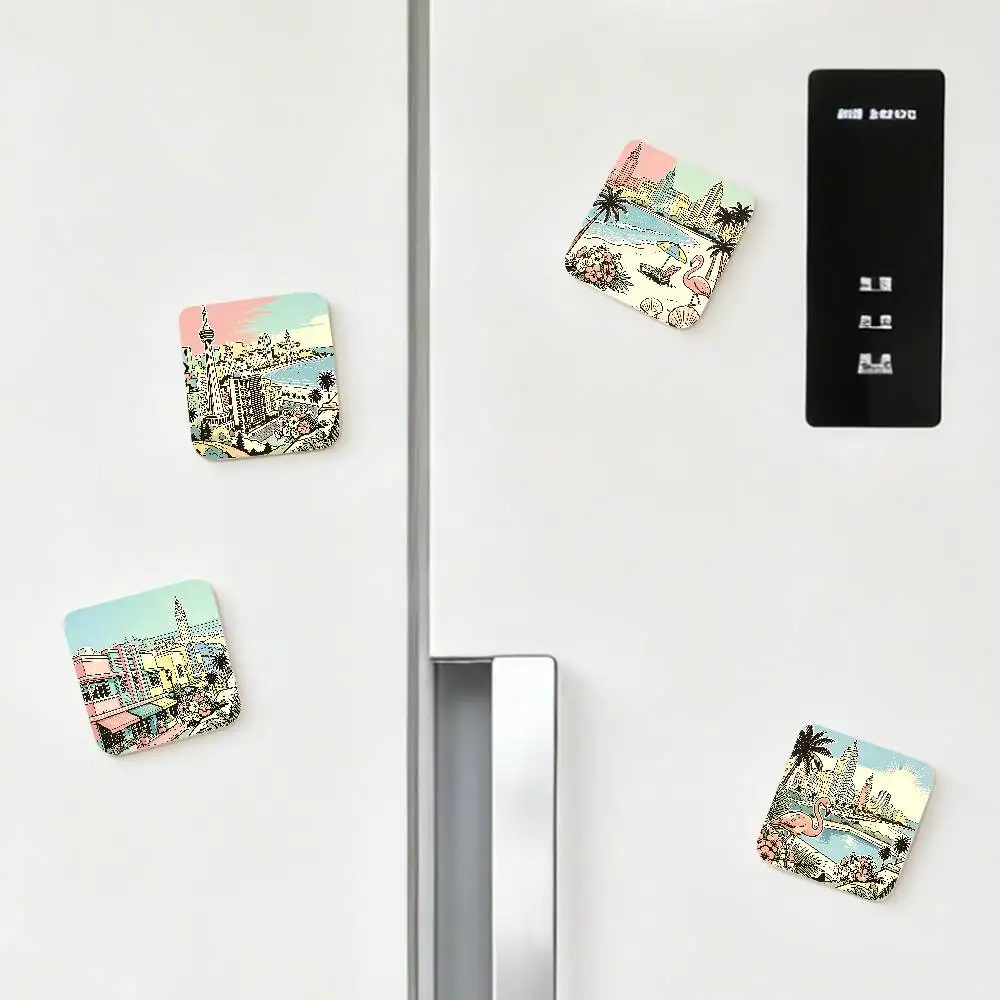 Miami City Art Refrigerator Magnets For Dishwasher/ Refrigerator/ Freezer, Whimsical Kitchen Decor