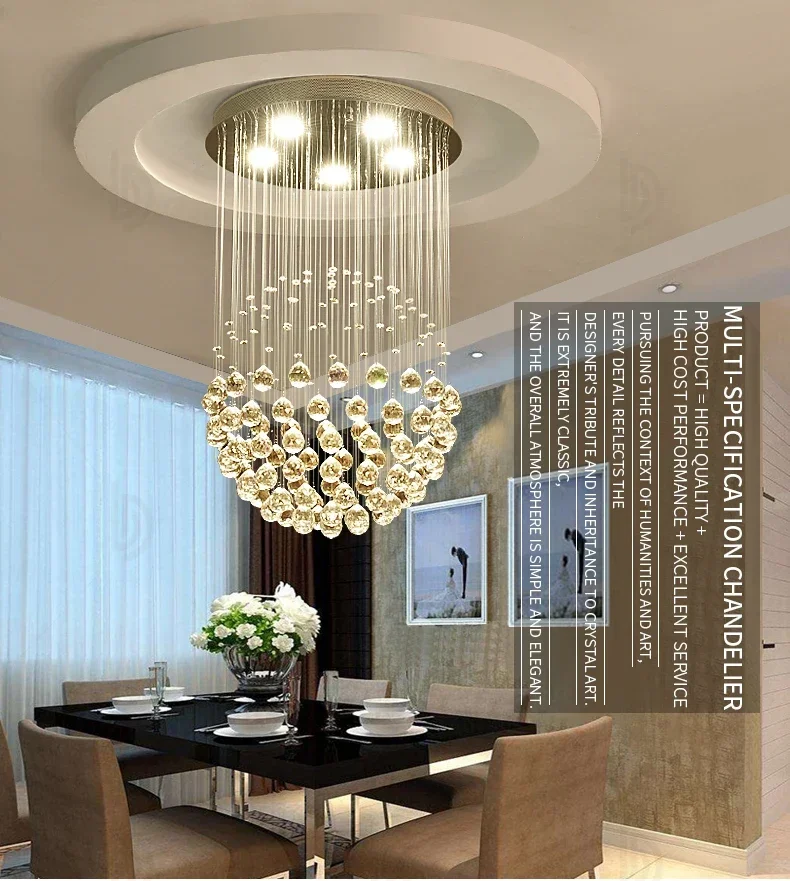 

Crystal Chandelier Round Modern Simple Bedroom Lamp Warm Romantic Wedding Room Clothing Store Living Room Dining Room Chandelier