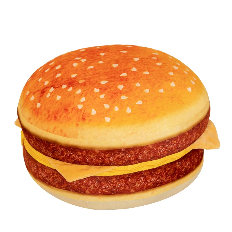 Large 3D Simulation Burger Plush Pillow Sofa Funny Food Stuffed Cheese Hamburg Soft Kids Plushies Toys Cushion for Home Decor