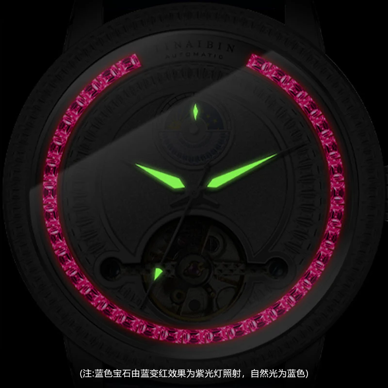 Tourbillon Diamond Sapphire Men's Watches Automatic Leather Strap Sapphire Luxury Top Mechanical Wristwatches