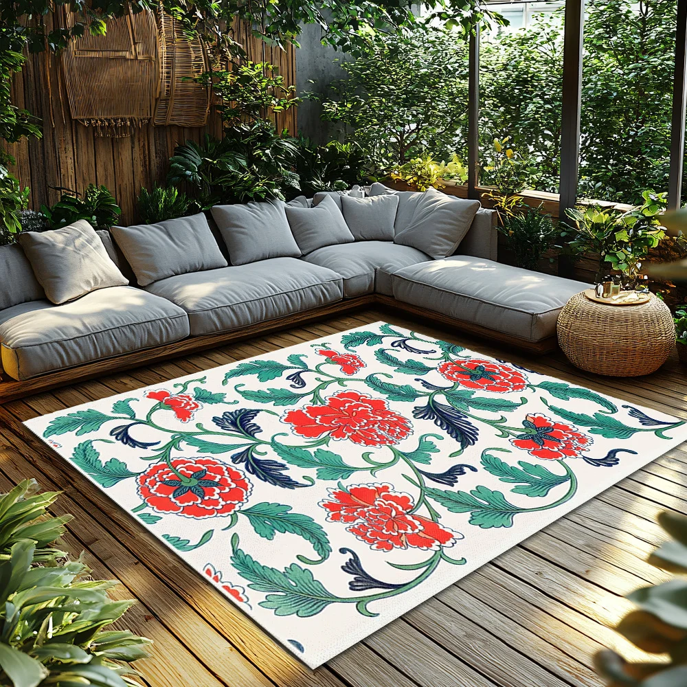 Floral Carpet Washable Non Sli - Home Textiles Rug ulasan dan harga