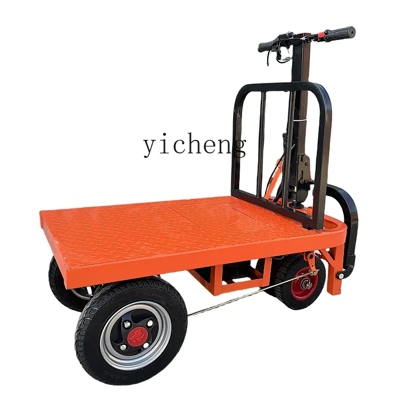 TQH electric flat truck trolley site pulling cement sand tile truck decoration into elevator folding trolley