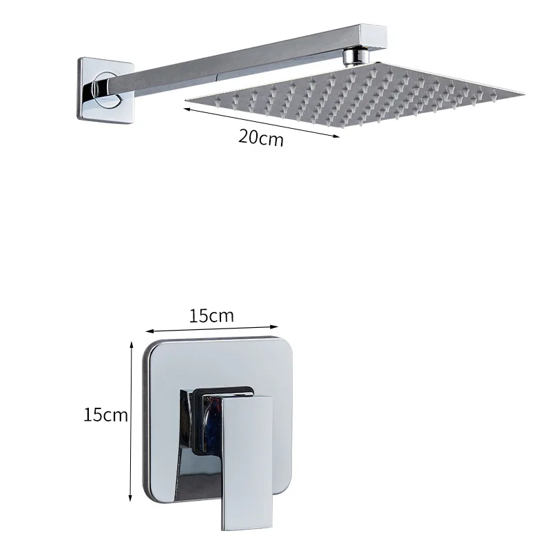 Concealed Shower Set with Embedded Test Shower, Household Bathroom Shower with Stainless Steel Top Spray Shower System