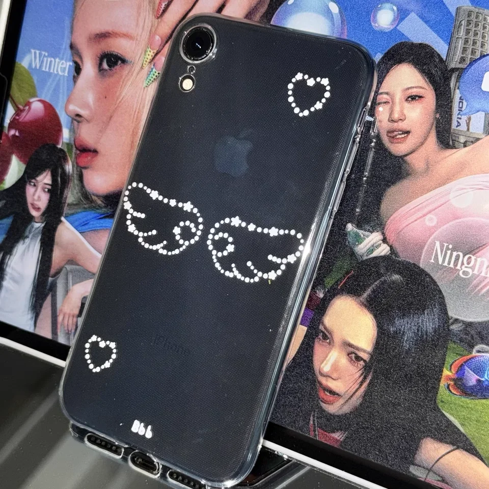 Fashion Cute ins Korean Angel Wings Love Heart Phone Case For iPhone 16 15 14 13 12 11 Pro XR X Max 7 8 Plus MINI Creative Cover