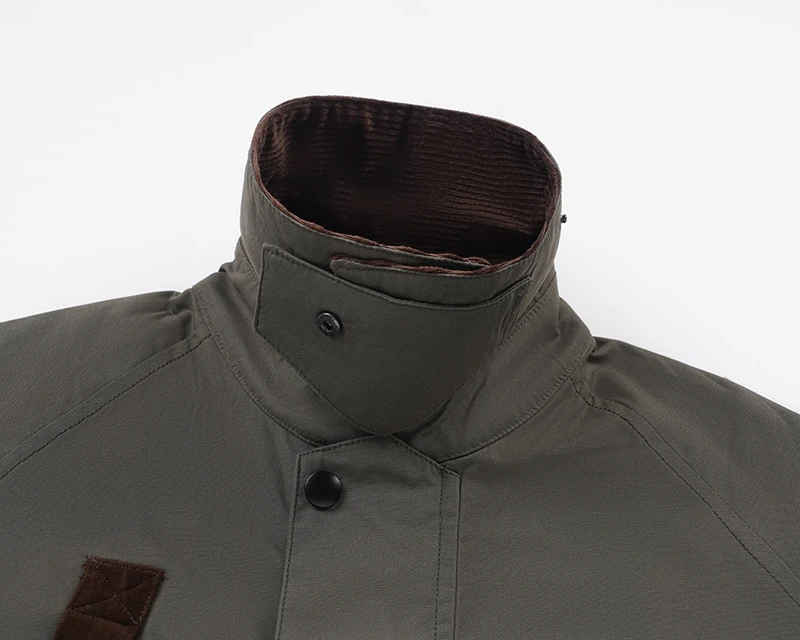Klassische Jagdjacken aus gewachstem Baumwollstoff für Herren, Canvas-Arbeitsjacke mit Cordkragen, kariertem Futter, Freizeitmantel, Arbeitskleidung für Herbst und Winter – Detail 3