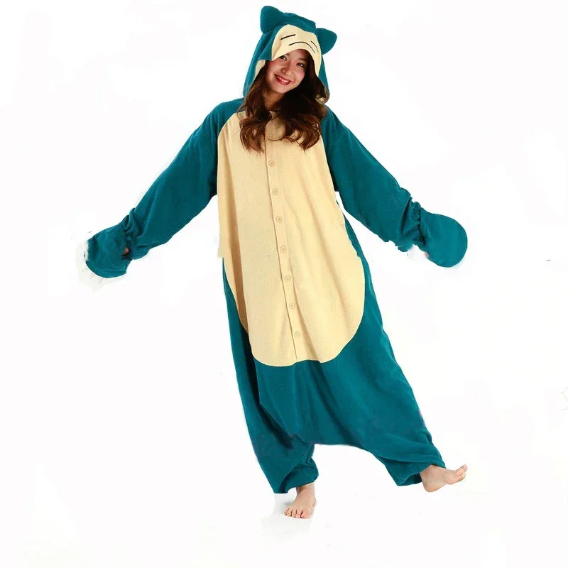 Pokemon Snorlax Anime Cosplay Pajama Onesie Women Men Couple Winter Autumn Pajamas Suit Sleepwear Flannel Pijamas Pyjamas Hooded