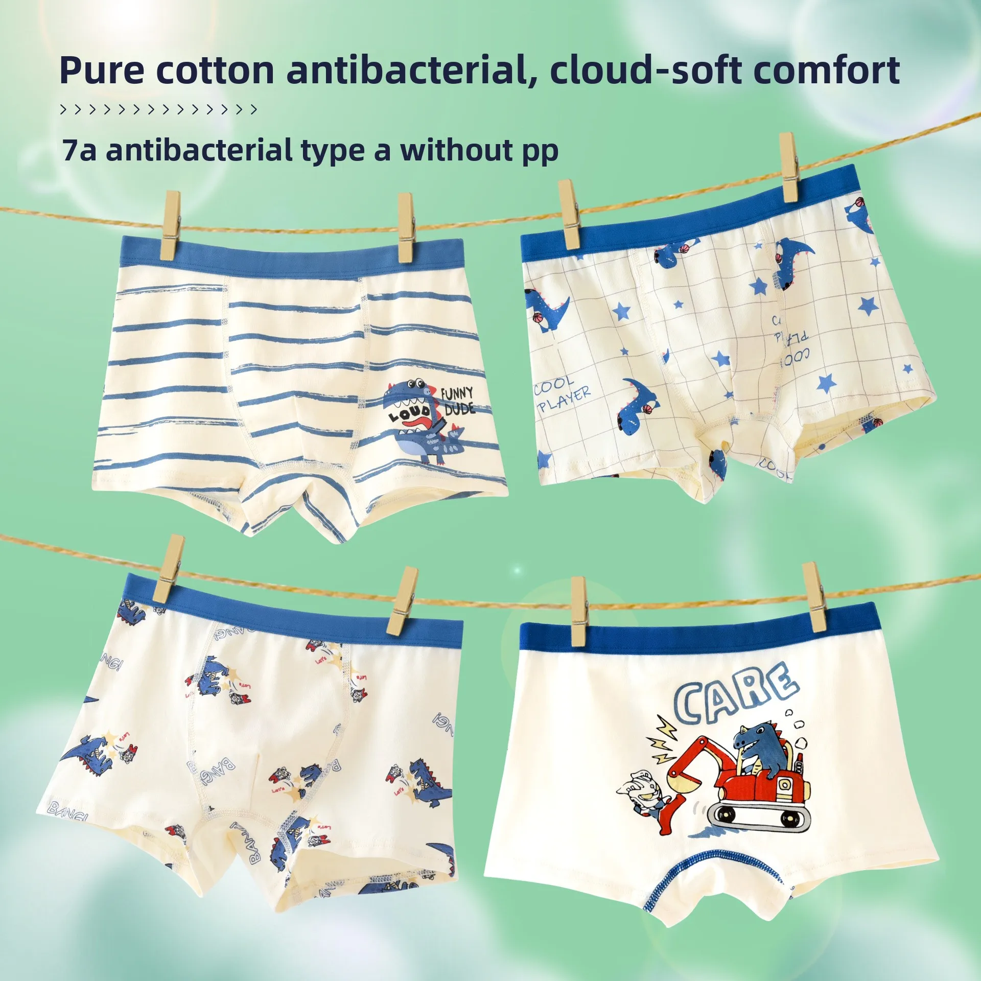 4 Pack Boys Cotton Underwear A Class Boxer Briefs  Comfortable Kids Underwear for Toddler Baby Boy Cotton Four Corner Shorts