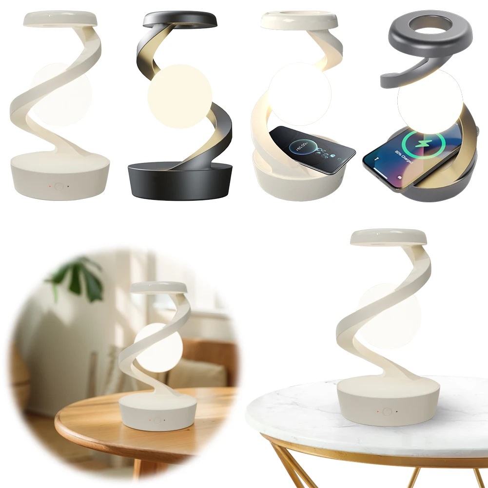 

3D Levitating Ball Lamp RGB Rotating Floating Lamp with Wireless Phone Charger Unique Desk Lamp Unique Room Decor Gifts