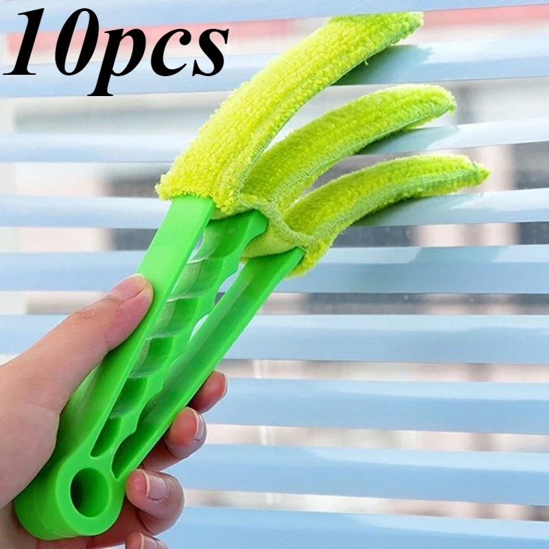 10pcs Microfiber Removable Washable Cleaning Brush Clip Household Duster Window Leaves Blinds Cleaner Brushes Tool
